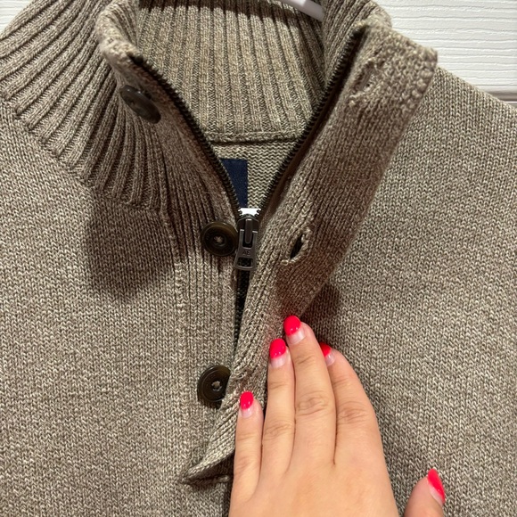AMERICAN EAGLE Men’s Athletic Fit Long Sleeve Quarter Zip Sweater - beige size S - Picture 2 of 4